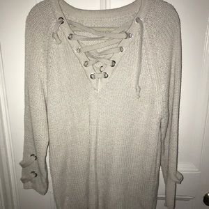 Lace up sweater